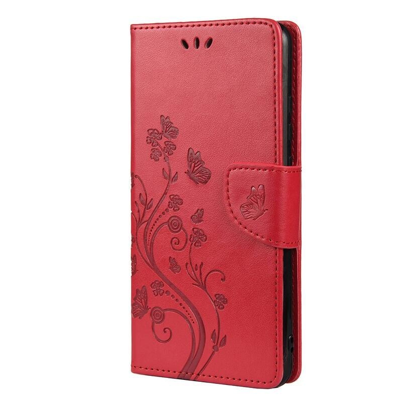 Virág PU bőr pénztárca tok Xiaomi Redmi Note 11 Pro 4G/5G - piros