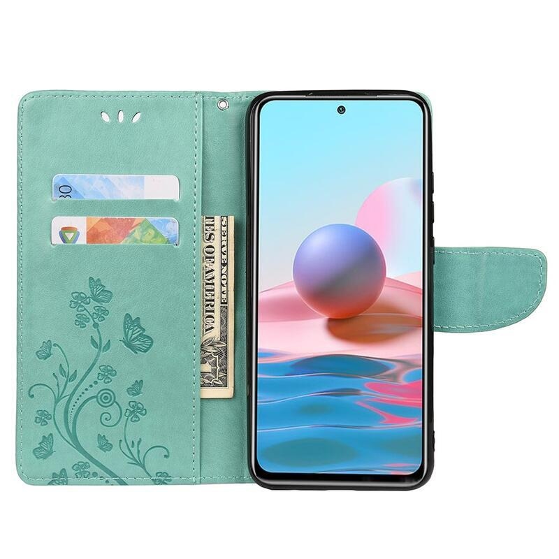 Virág PU bőr pénztárca tok Xiaomi Redmi Note 11 Pro 4G/5G - kék színű
