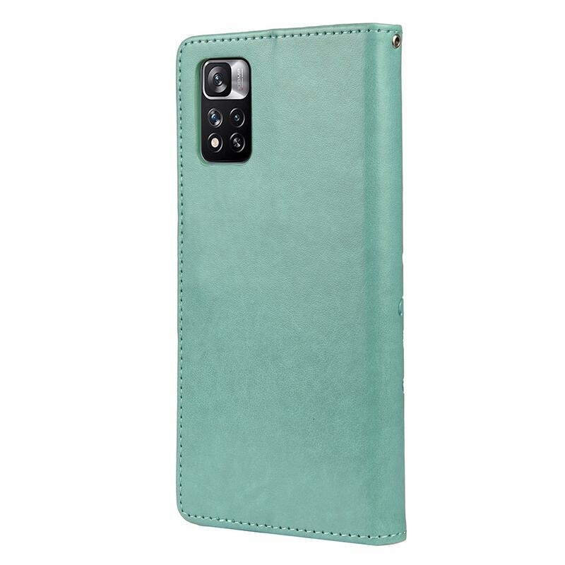 Virág PU bőr pénztárca tok Xiaomi Redmi Note 11 Pro 4G/5G - kék színű