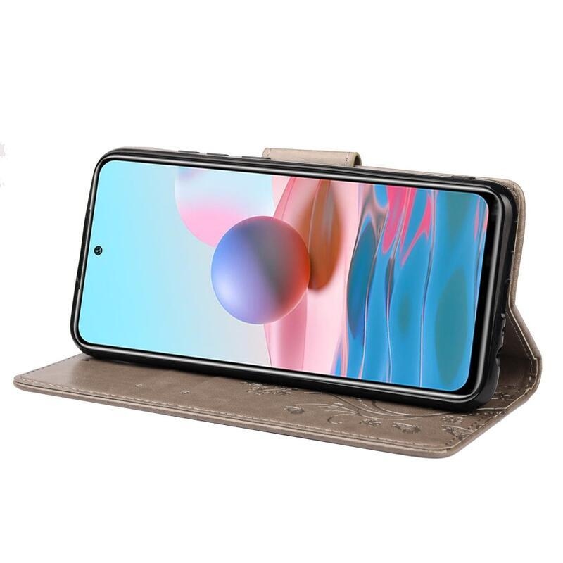 Virág PU bőr pénztárca tok Xiaomi Redmi Note 11 Pro 4G/5G - szürke