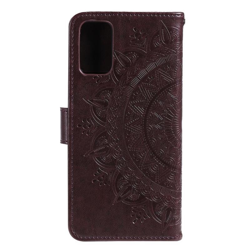 Virág PU bőr pénztárca tok Xiaomi Mi 10 Lite-hoz - barna