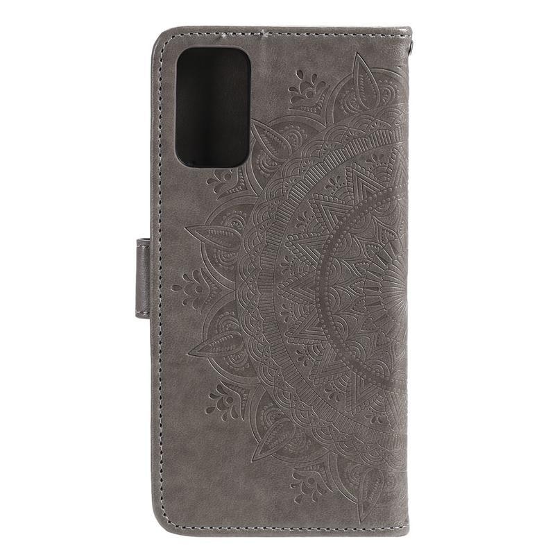 Virág PU bőr pénztárca tok Xiaomi Mi 10 Lite-hoz - szürke