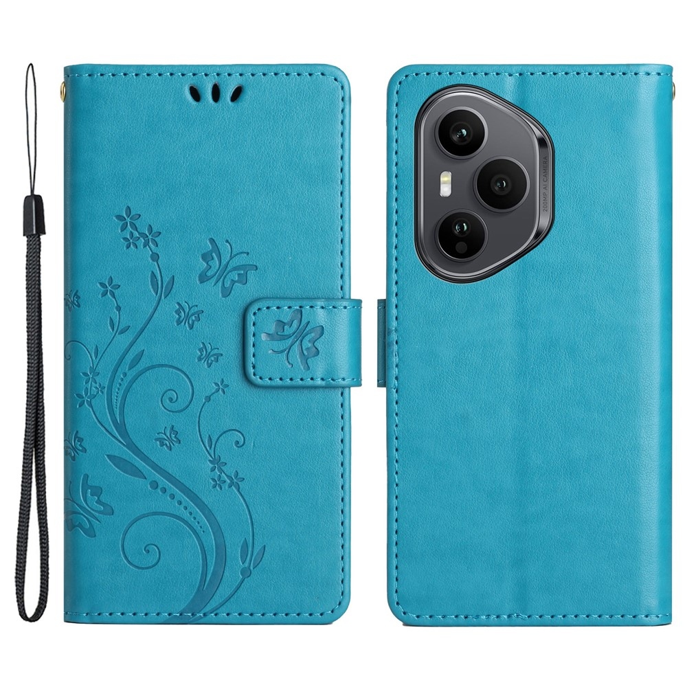 Virágok könyvtáska Honor 400 Pro-hoz - kék