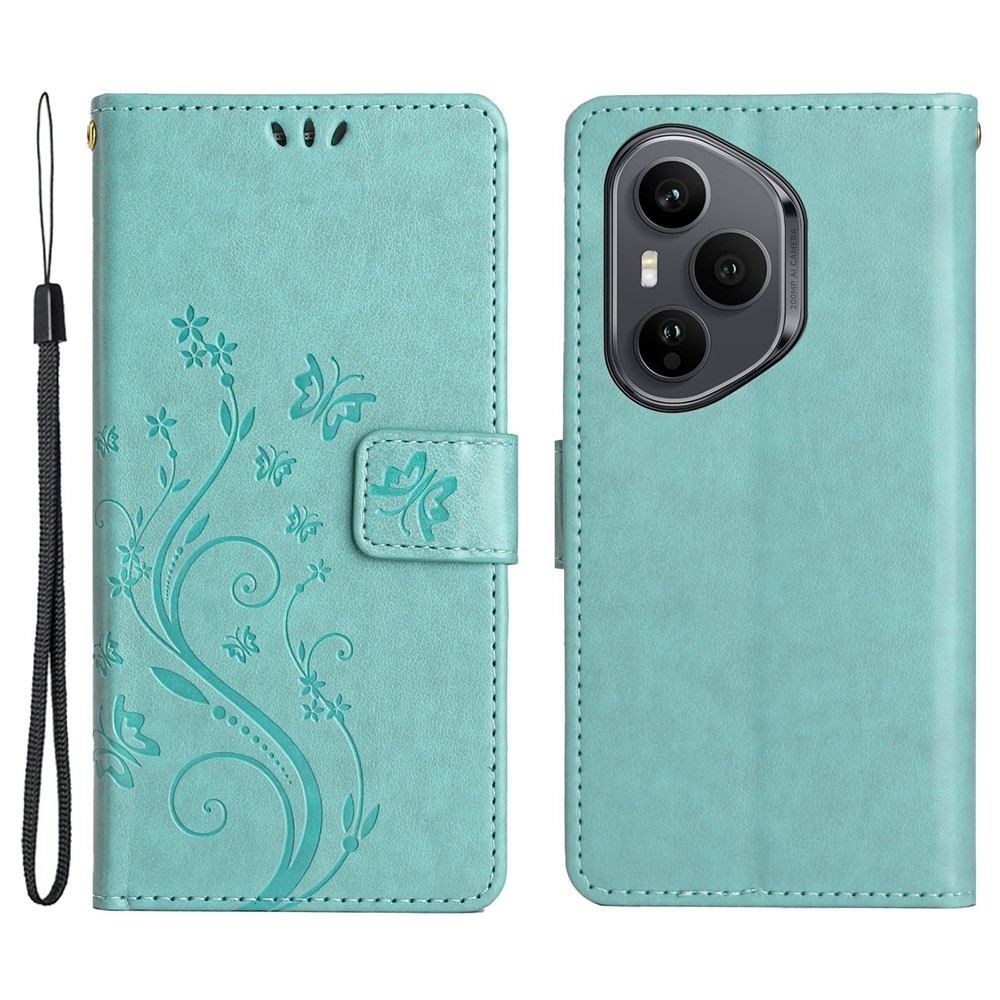 Virágok könyvtáska Honor 400 Pro-hoz - teal színű