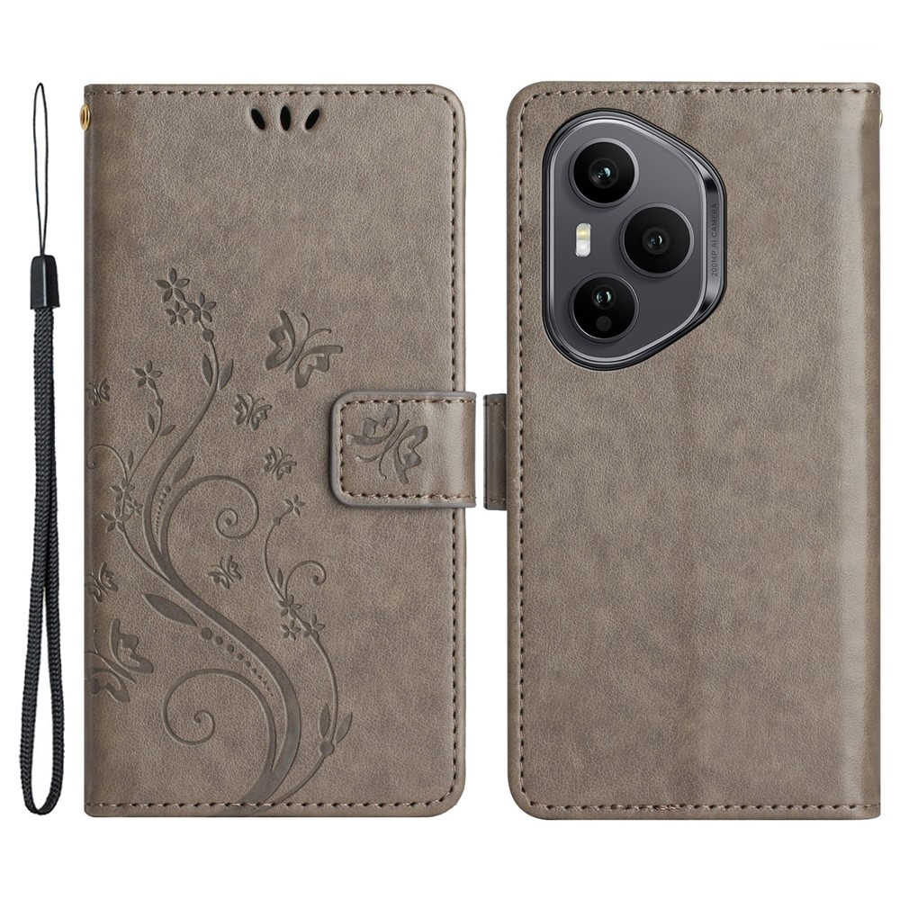 Virágok könyvtáska Honor 400 Pro-hoz - szürke