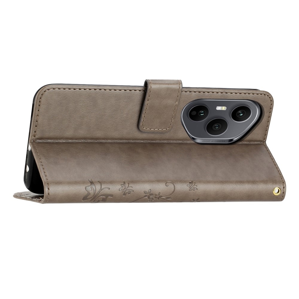 Virágok könyvtáska Honor 400 Pro-hoz - szürke