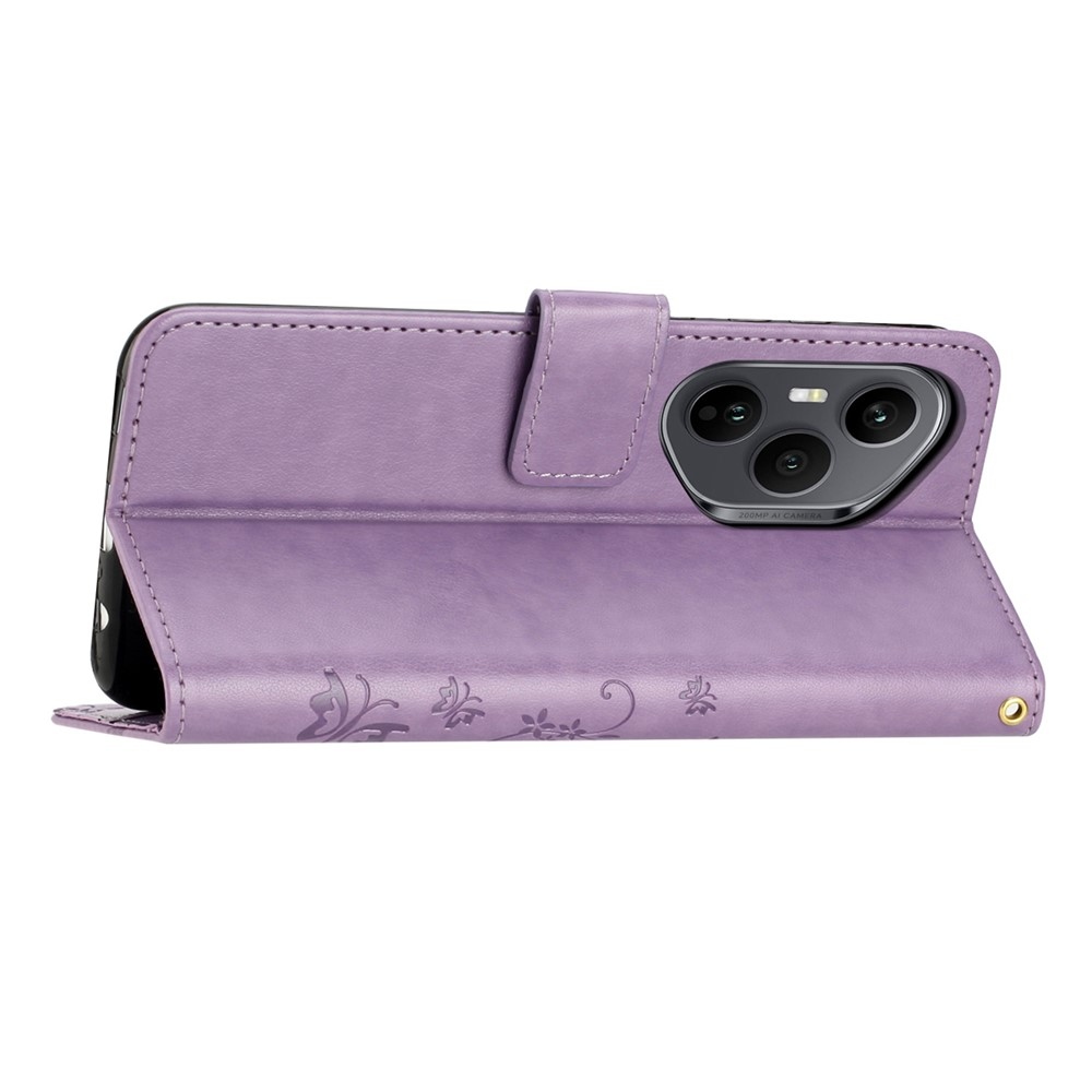 Virágok könyvtáska Honor 400 Pro-hoz - világos lila