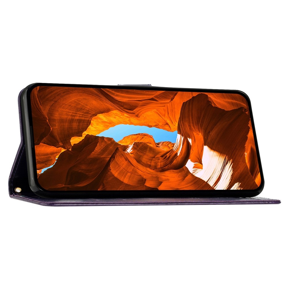 Virágok könyvtáska Honor 400 Pro-hoz - sötétlila