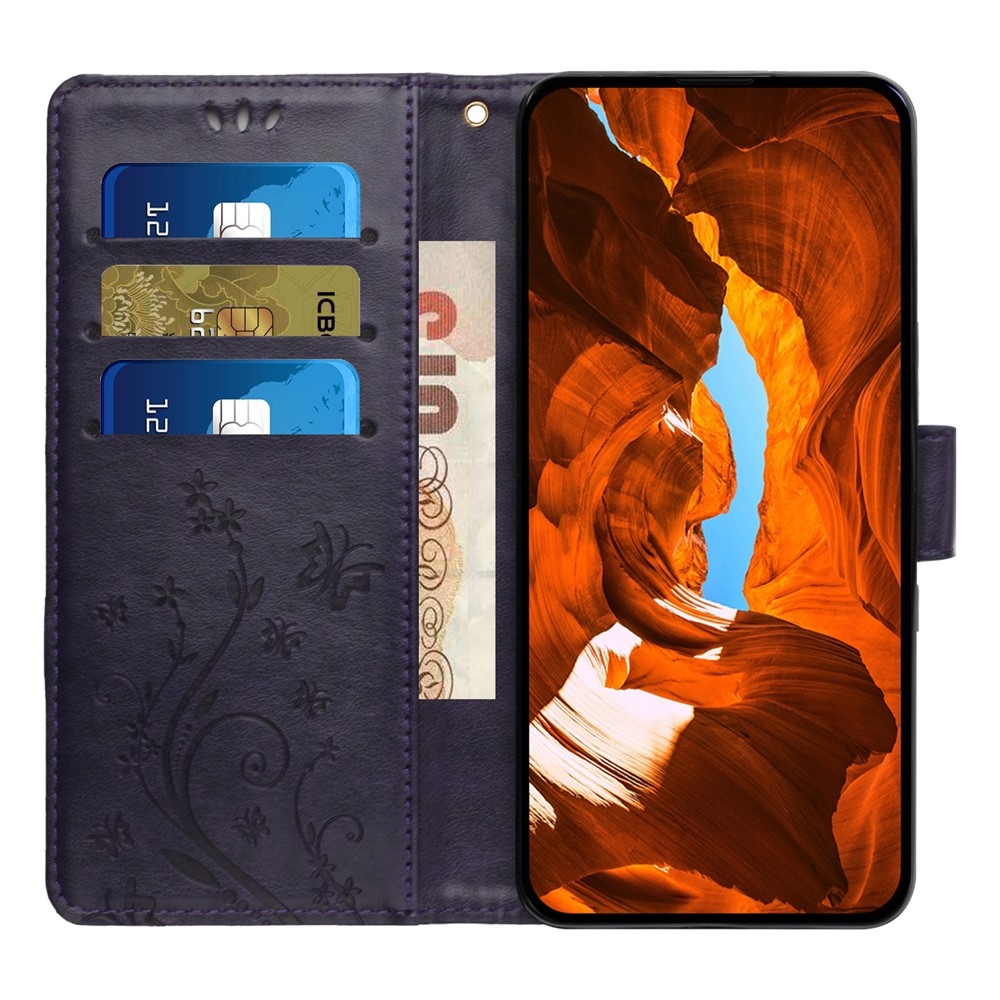 Virágok könyvtáska Honor 400 Pro-hoz - sötétlila