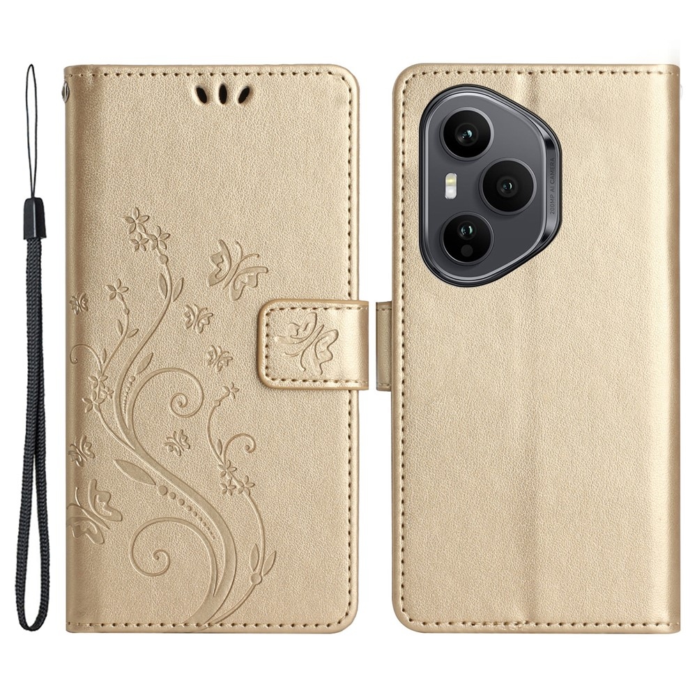 Virágok könyv tok a Honor 400 Pro-hoz - arany