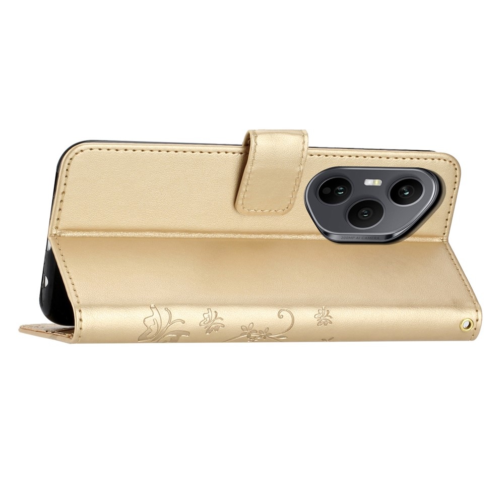 Virágok könyv tok a Honor 400 Pro-hoz - arany