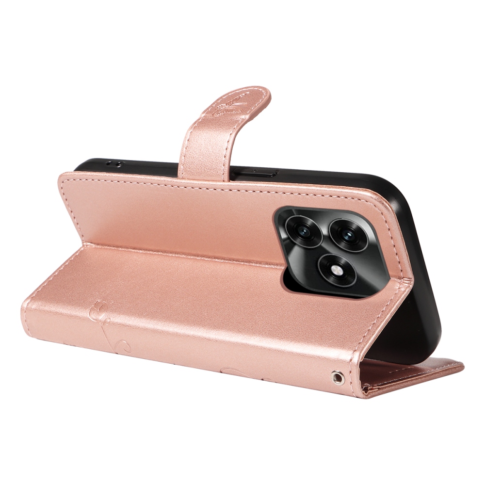 Virágos könyvtok Honor X5c Plus-hoz - rozéarany