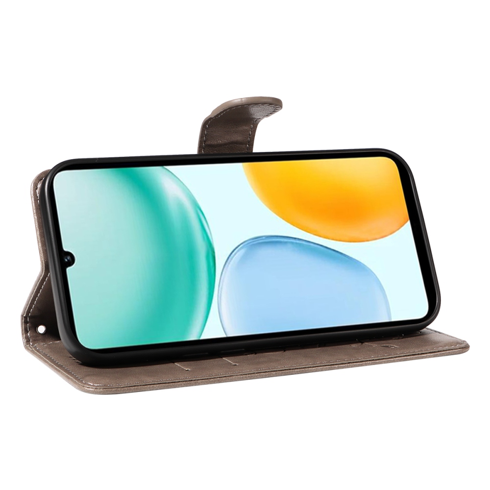 Virágos könyvtok Honor X5c Plus-hoz - szürke