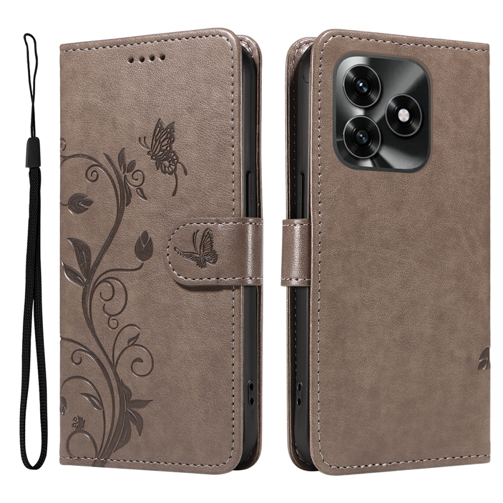 Virágos könyvtok Honor X5c Plus-hoz - szürke