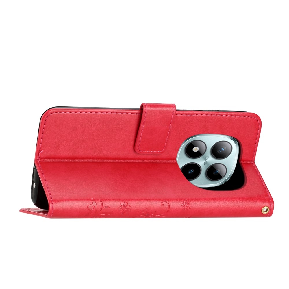 Virágos könyv tok Xiaomi Redmi Note 15 Pro+ 5G - piros