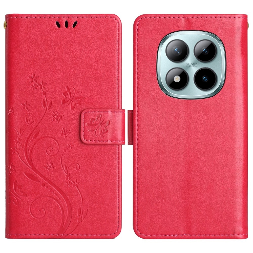 Virágos könyv tok Xiaomi Redmi Note 15 Pro+ 5G - piros