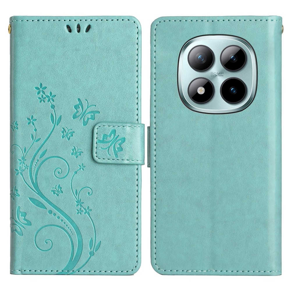 Virágok könyv tok Xiaomi Redmi Note 15 Pro+ 5G - teal színű