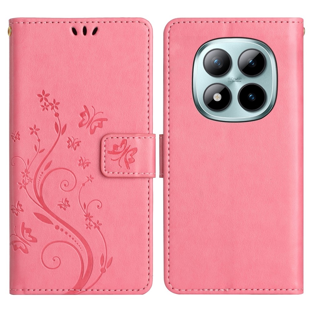 Virágok könyv tok Xiaomi Redmi Note 15 Pro+ 5G - rózsaszínű