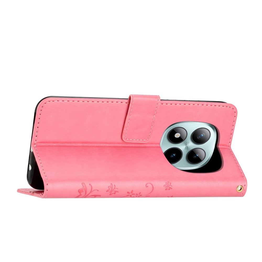 Virágok könyv tok Xiaomi Redmi Note 15 Pro+ 5G - rózsaszínű
