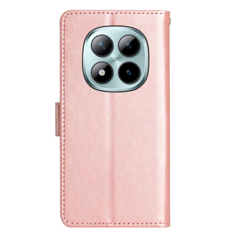 Virágok könyv tok Xiaomi Redmi Note 15 Pro+ 5G - rózsa arany