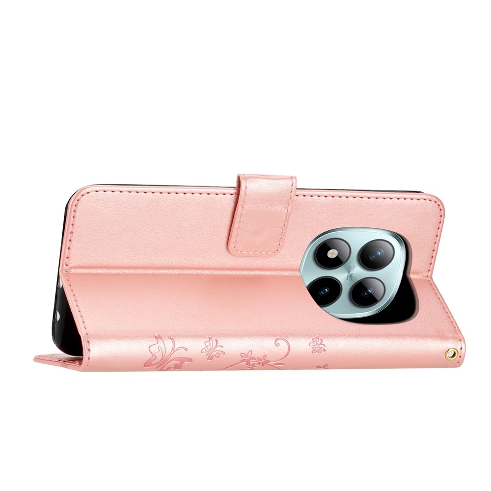 Virágok könyv tok Xiaomi Redmi Note 15 Pro+ 5G - rózsa arany