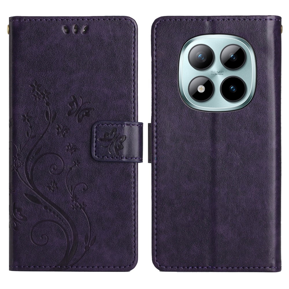 Virágok könyv tok Xiaomi Redmi Note 15 Pro+ 5G - sötét lila