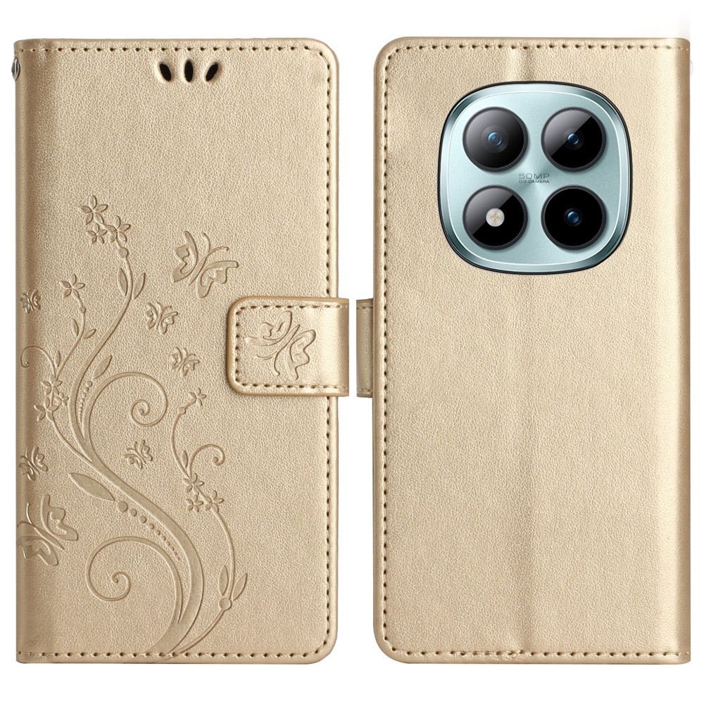 Virágok könyv tok Xiaomi Redmi Note 15 Pro+ 5G - arany színben