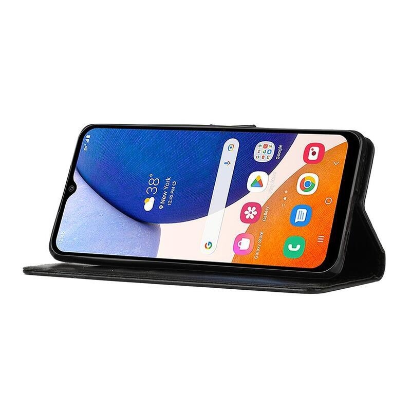 Virágok pénztárca tok Samsung Galaxy A54 5G-hez - fekete
