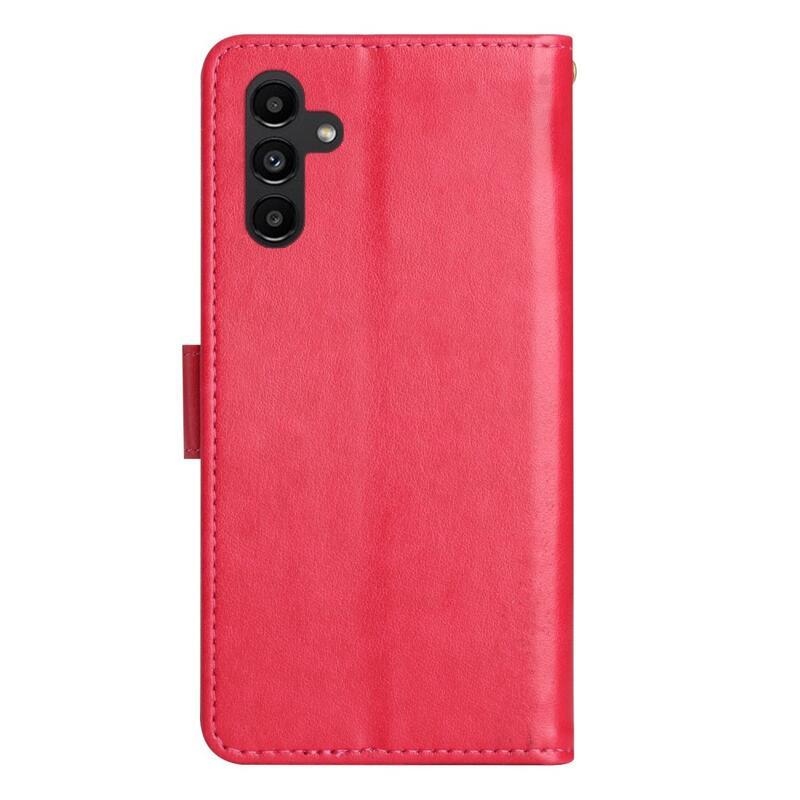 Virágok pénztárca tok Samsung Galaxy A54 5G-hez - piros