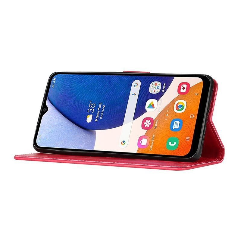 Virágok pénztárca tok Samsung Galaxy A54 5G-hez - piros