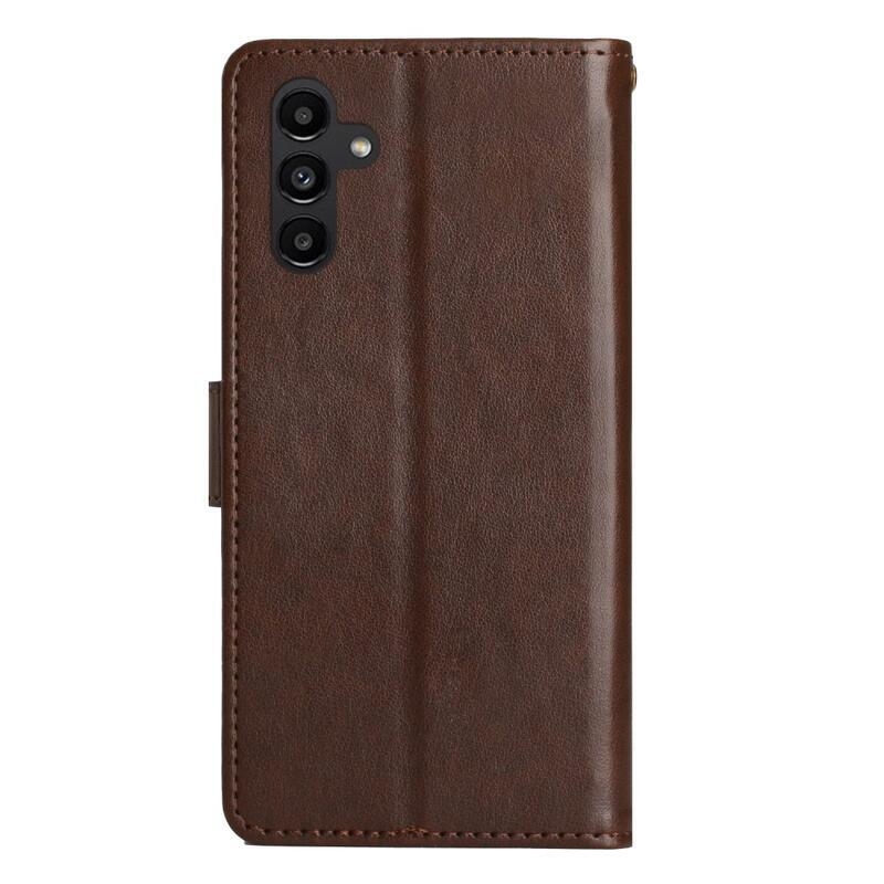 Virágok pénztárca tok Samsung Galaxy A54 5G-hez - barna