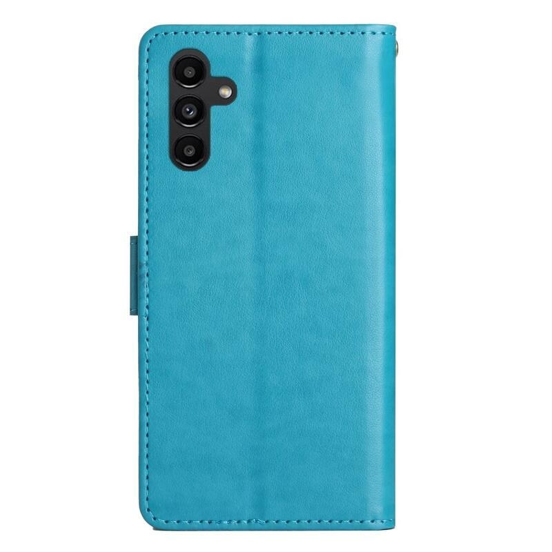 Virágok pénztárca tok Samsung Galaxy A54 5G - kék