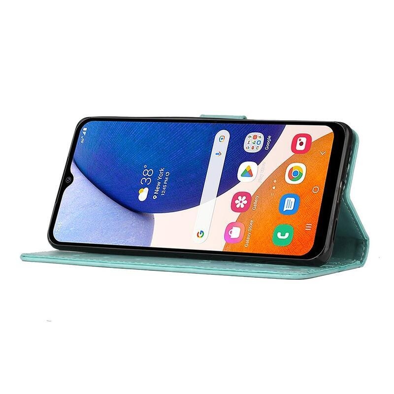 Virágok pénztárca tok Samsung Galaxy A54 5G-hez - teáskék