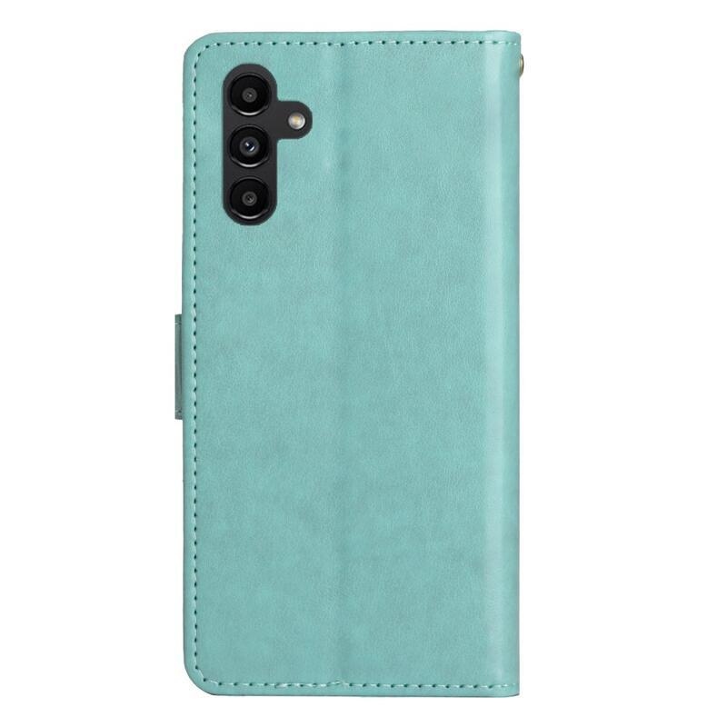 Virágok pénztárca tok Samsung Galaxy A54 5G-hez - teáskék