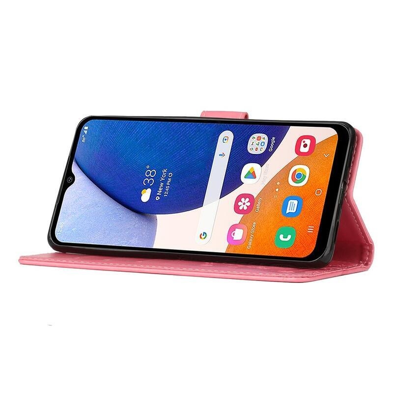 Virágok pénztárca tok Samsung Galaxy A54 5G-hez - rózsaszín