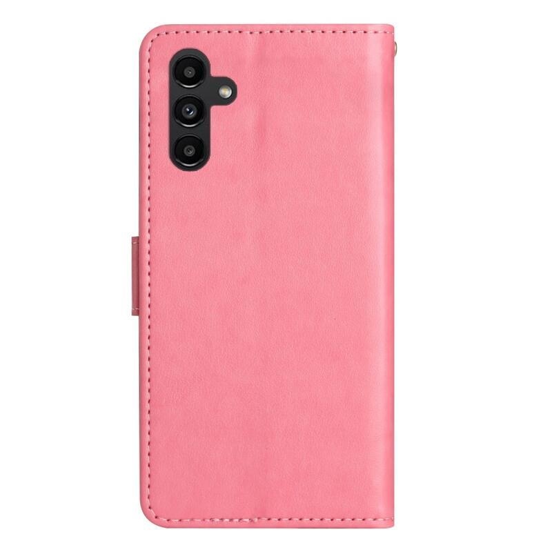 Virágok pénztárca tok Samsung Galaxy A54 5G-hez - rózsaszín