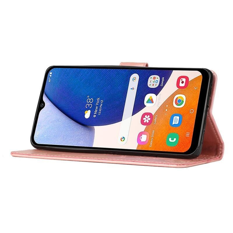 Virágok pénztárca tok Samsung Galaxy A54 5G - rózsa arany