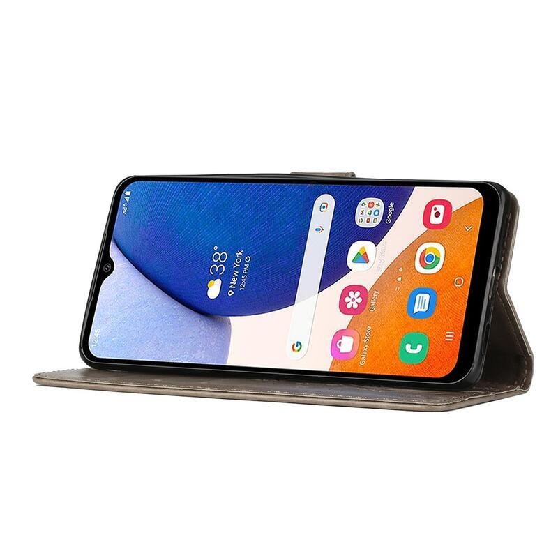 Virágok pénztárca tok Samsung Galaxy A54 5G - szürke