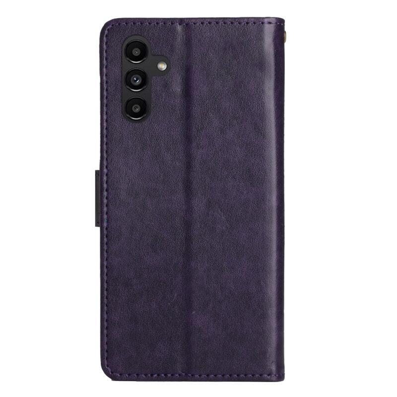 Virágok pénztárca tok Samsung Galaxy A54 5G - sötét lila