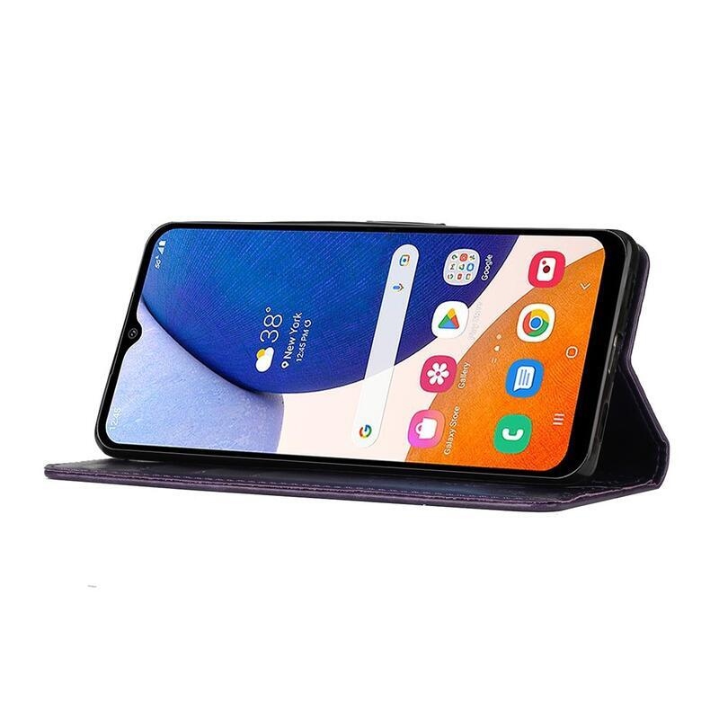 Virágok pénztárca tok Samsung Galaxy A54 5G - sötét lila