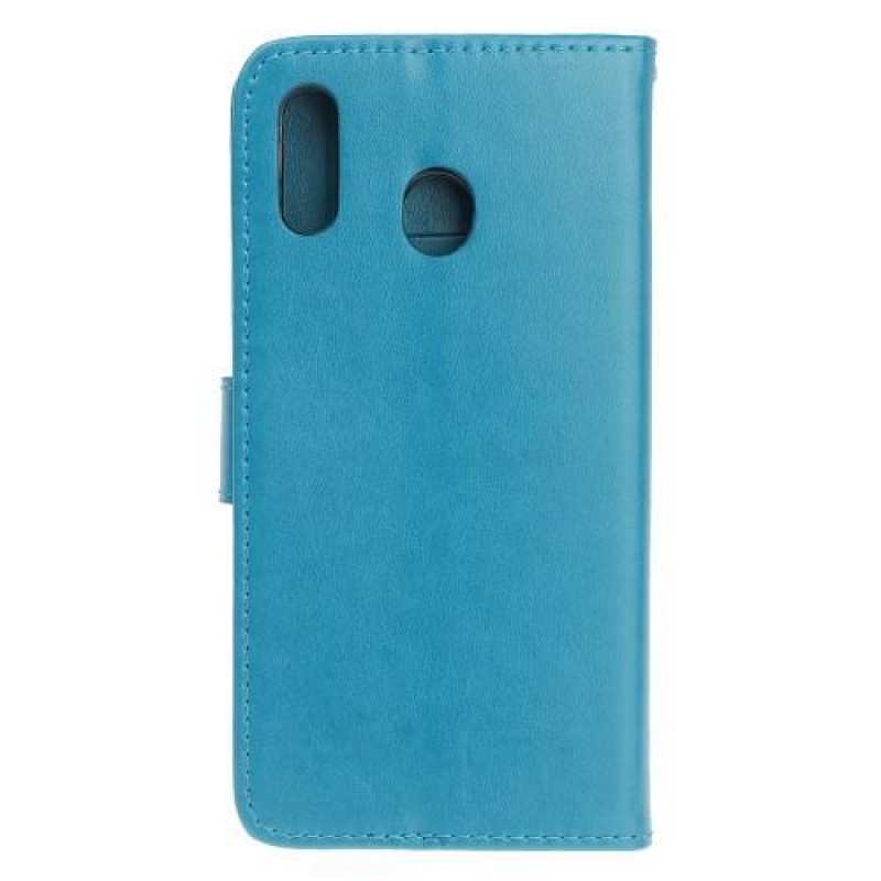 Virágok PU bőr pénztárca tok Samsung Galaxy A20e - kék