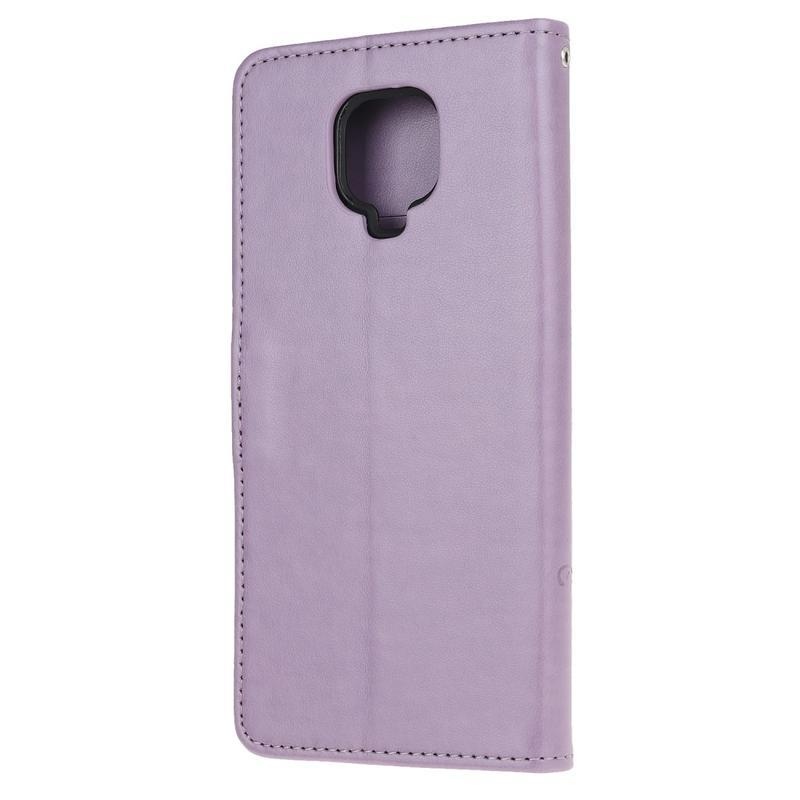 Virágok PU bőr pénztárca tok Xiaomi Redmi Note 9 Pro/Note 9S - lila