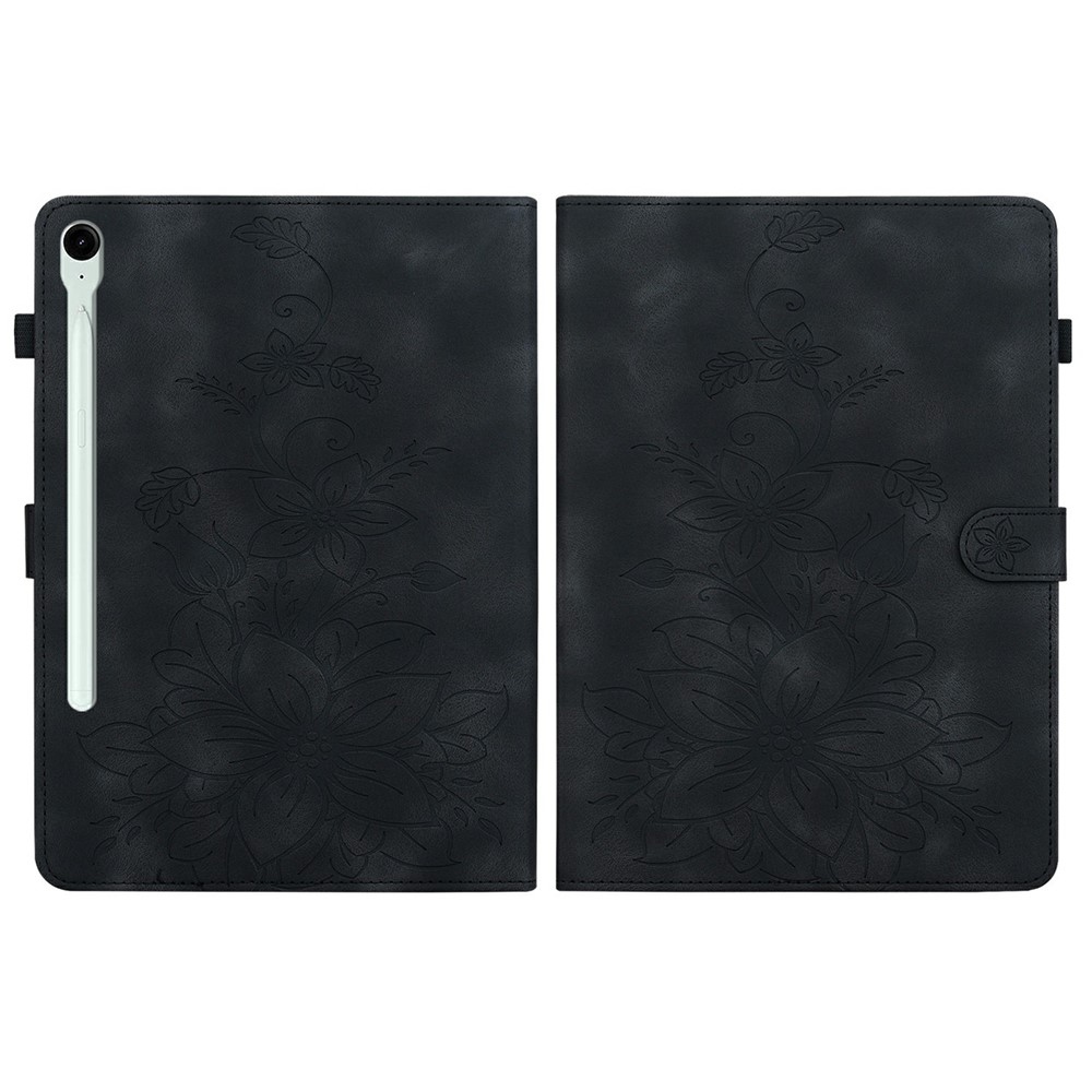 Virágok záródó tok Samsung Galaxy Tab S11 készülékhez - fekete