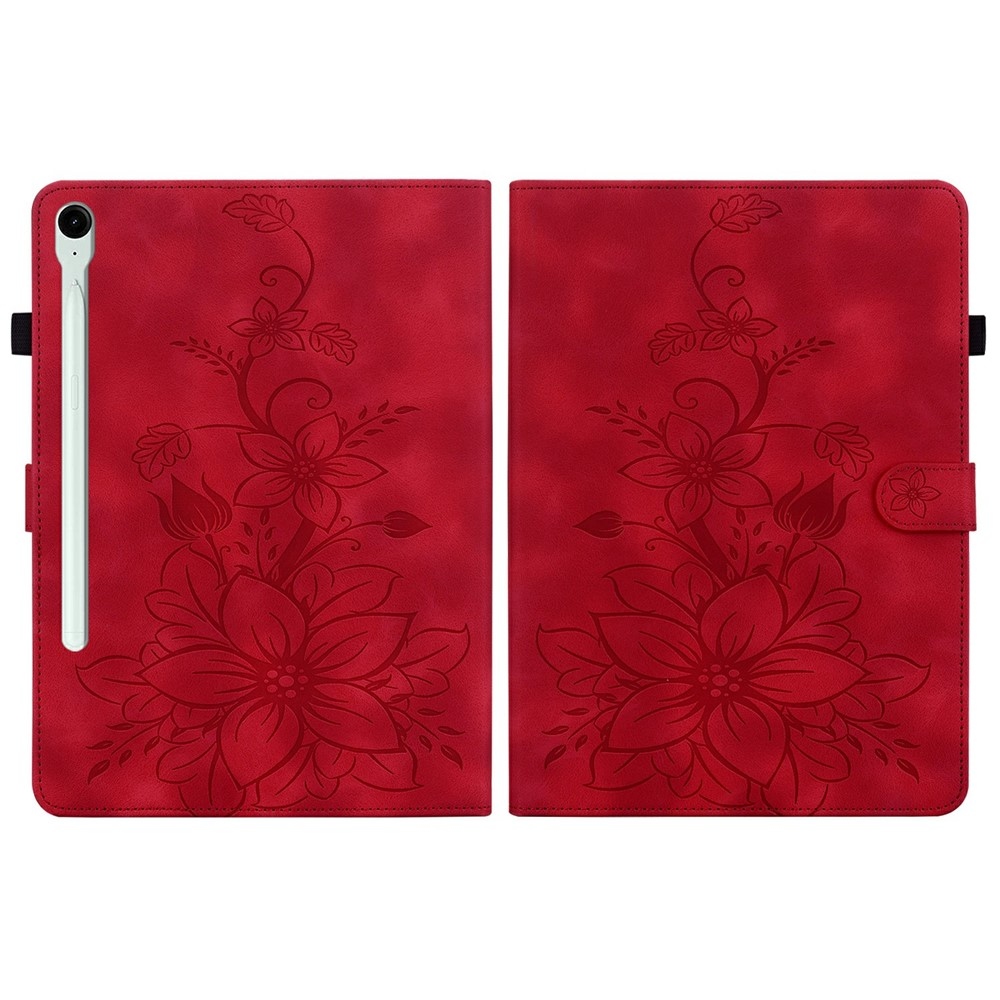 Virágok záró tok Samsung Galaxy Tab S11-hez - piros