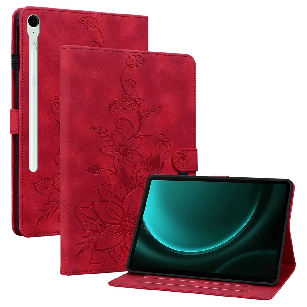Virágok záró tok Samsung Galaxy Tab S11-hez - piros