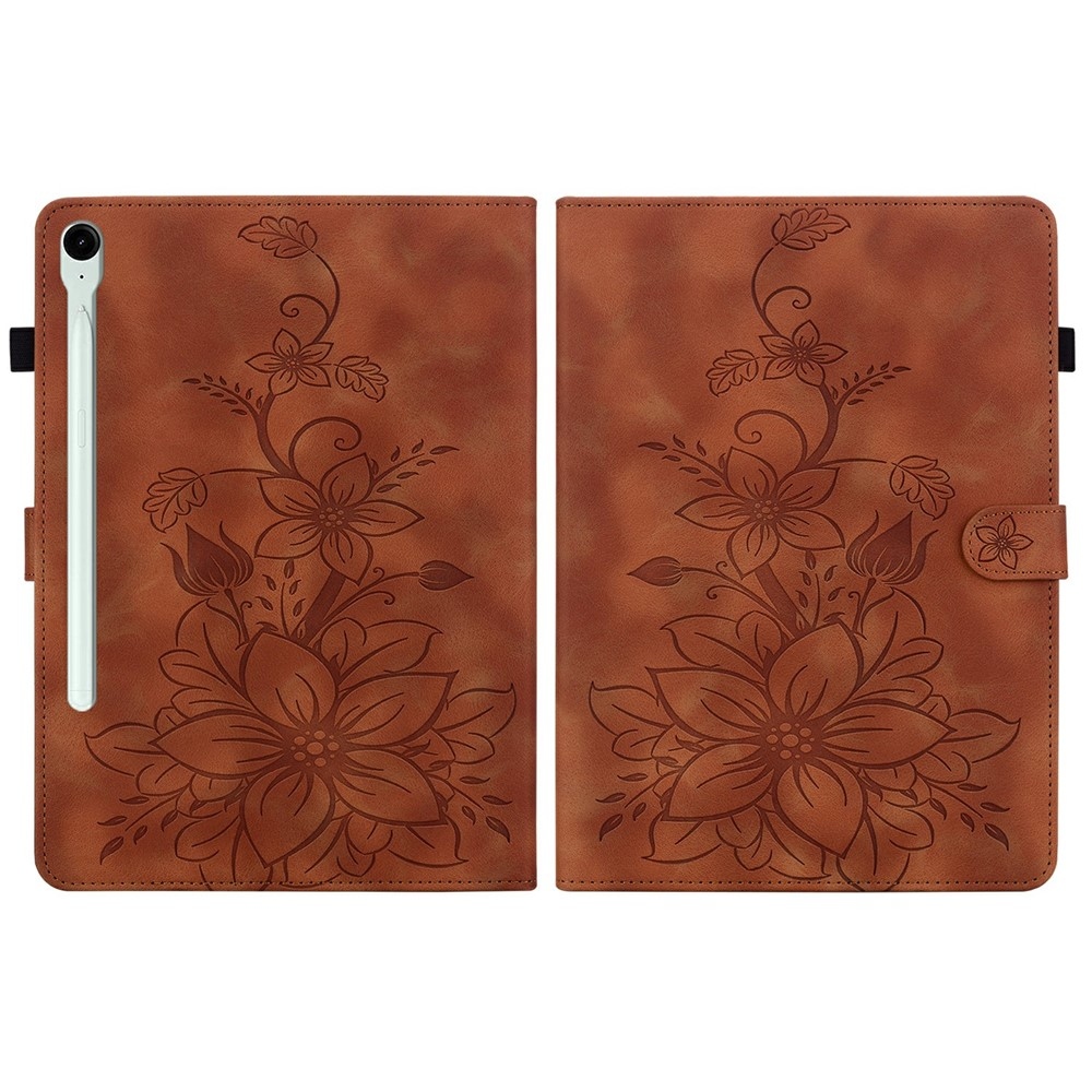 Virágok záródó tok Samsung Galaxy Tab S11 készülékhez - barna