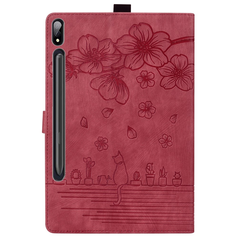 Virágok záródó tok Samsung Galaxy Tab S11 Ultra - piros