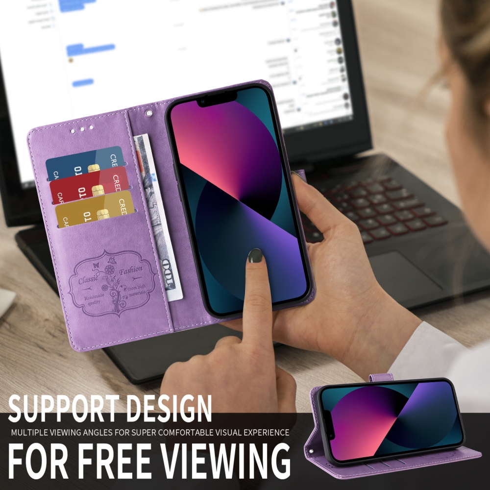 Virágos könyv tok a Xiaomi Poco F8 Pro 5G számára - lila
