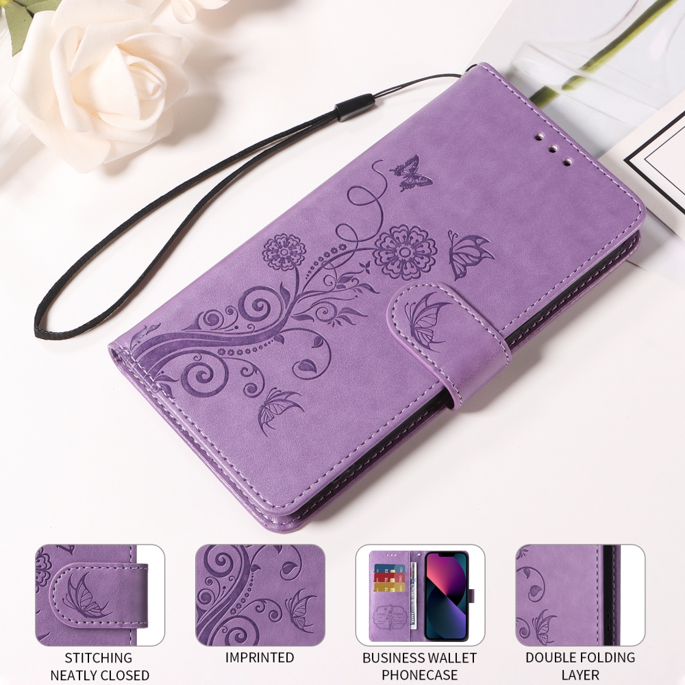 Virágos könyv tok a Xiaomi Poco F8 Pro 5G számára - lila