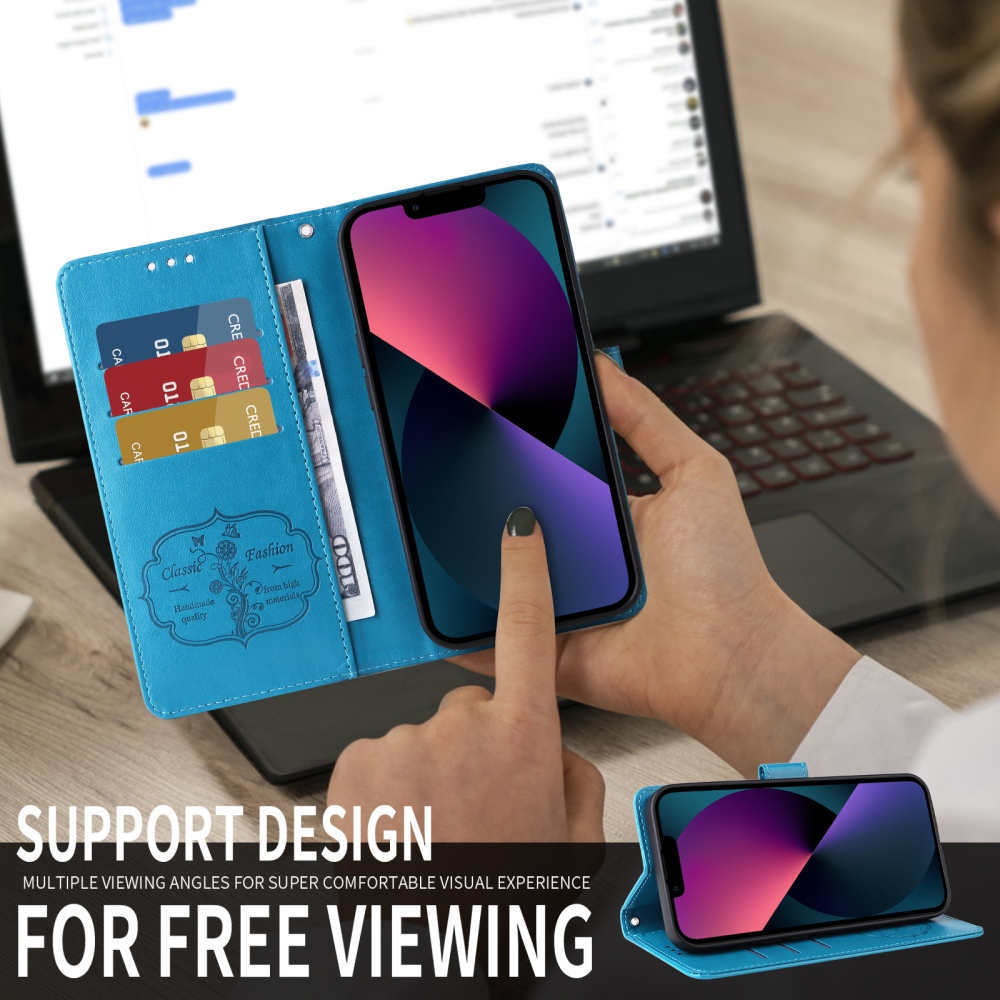 Virágos könyv tok a Xiaomi Poco F8 Pro 5G számára - kék